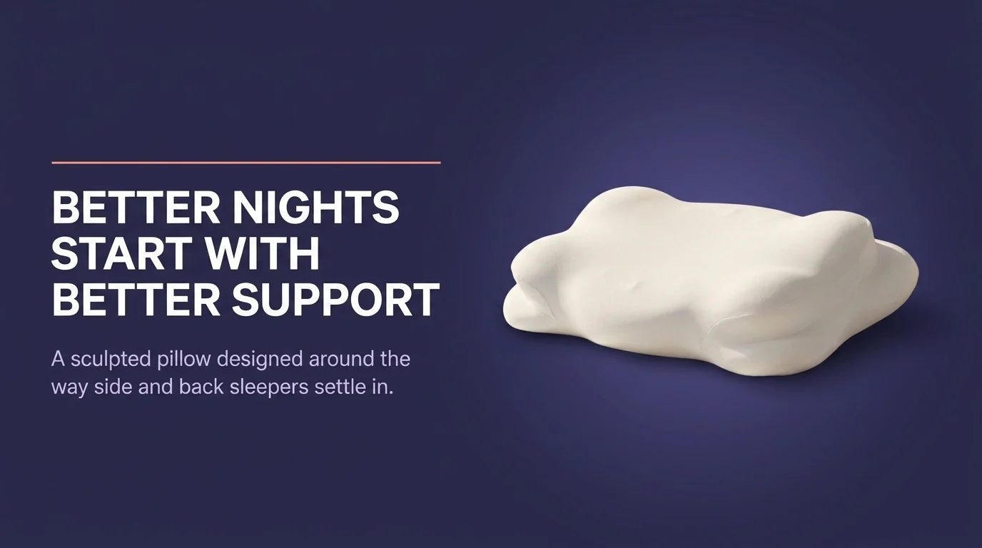 Better nights start with better support. A sculpted pillow designed around the way side and back sleepers settle in.